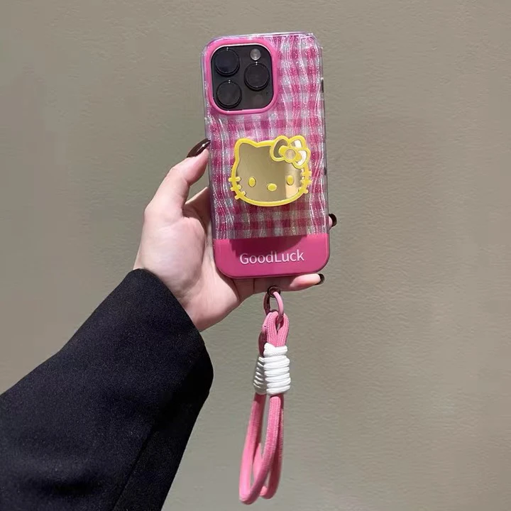 【粉红KT】可爱卡通凯蒂猫手提全包苹果手机壳适用iPhone15promax