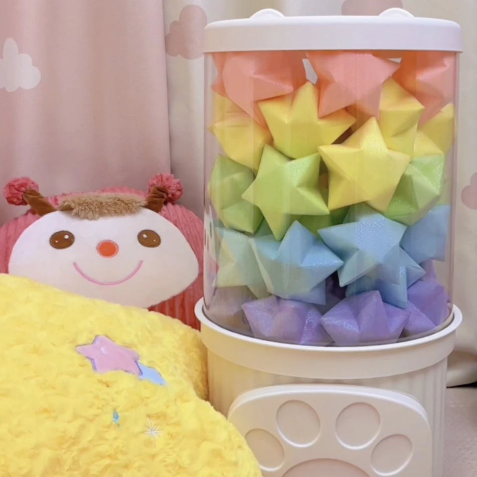 怡霏原创高级幸运星折纸网纱治愈系A4彩纸折星星