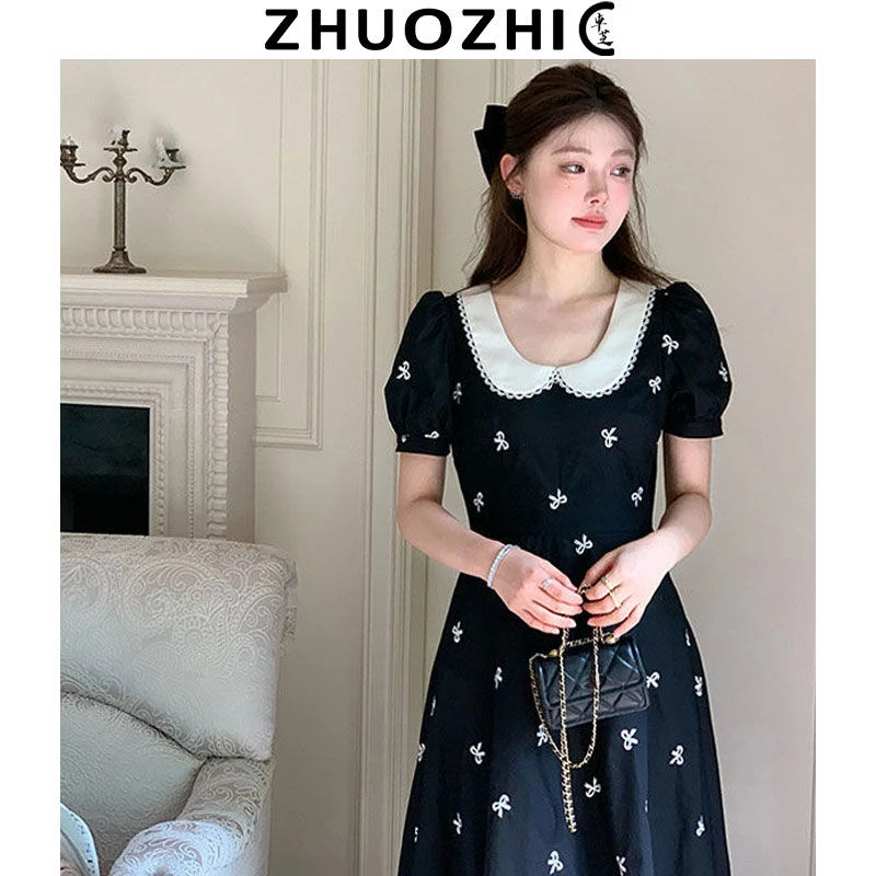 夏季法式超好看气质小众设计高冷御姐温柔风情万种显瘦黑色连衣裙