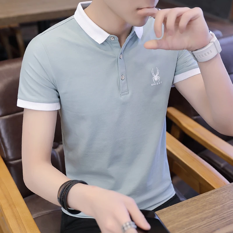 夏季翻领短袖T恤男Polo衫纯色休闲男士潮流韩版半袖百搭帅气男装