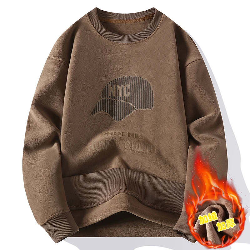 秋冬季新款奥利绒卫衣男士宽松休闲青年秋款长袖T恤潮流内搭上衣