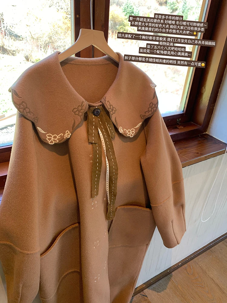 1-3大清仓！【情书大衣】纯羊毛复古驼色双面呢中长款外套加厚大衣女