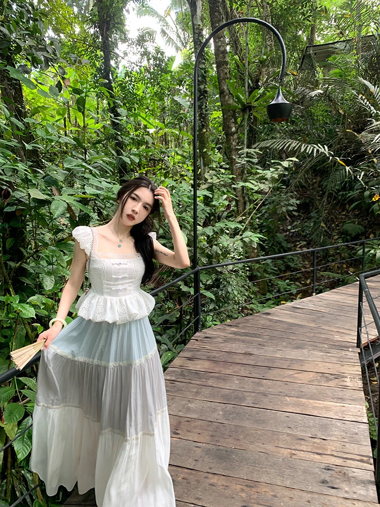 Q渔小平【海盐/大橘子】显瘦半身裙高腰大摆裙中长款A字伞裙松紧腰