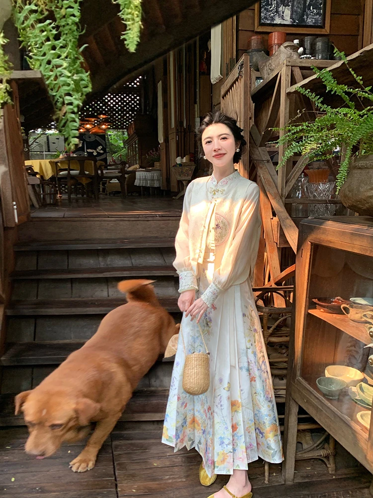 A大清仓！【海棠花开】国风新中式刺绣马面裙长裙