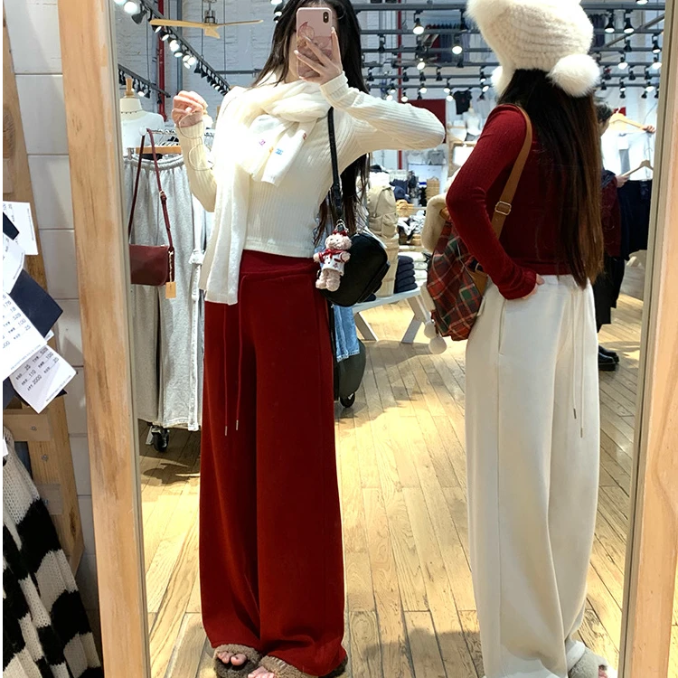 渔小平【满分裤裤】显瘦百搭休闲秋冬加厚宽松加绒保暖长裤松紧腰女