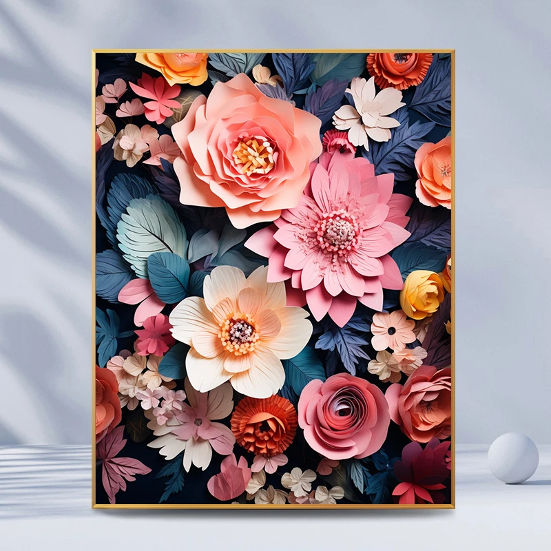 玫瑰花数字油画diy手工礼物填色油彩画高级感减压手绘涂色装饰画