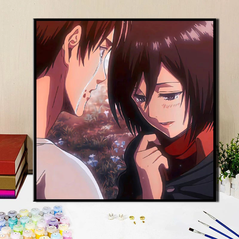 进击的巨人数字油画diy填色手工卡通动漫人物手绘油画涂色装饰画
