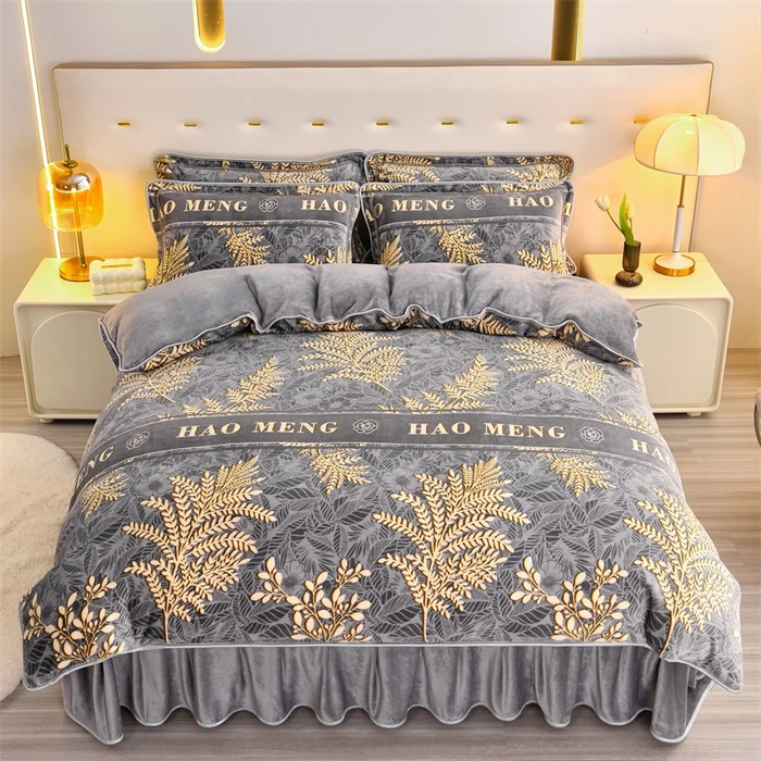 加厚8-9斤冬季防寒牛奶绒四件套加厚双面绒柔软舒适床加绒品