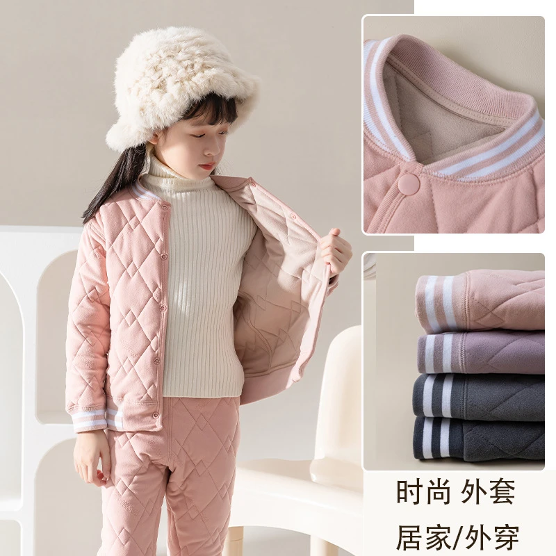 女童冬季保暖棉衣棉裤套装儿童内胆棉服中大童校服神器外套小棉袄