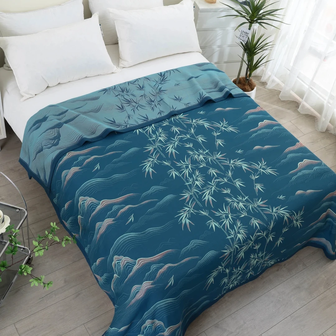 【竹语 蓝】多层纱布软凉席200*230cm