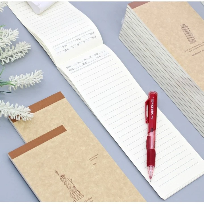 奋斗加厚小条作业本学生用便携笔记英文稿纸本牛皮双面听写便签本