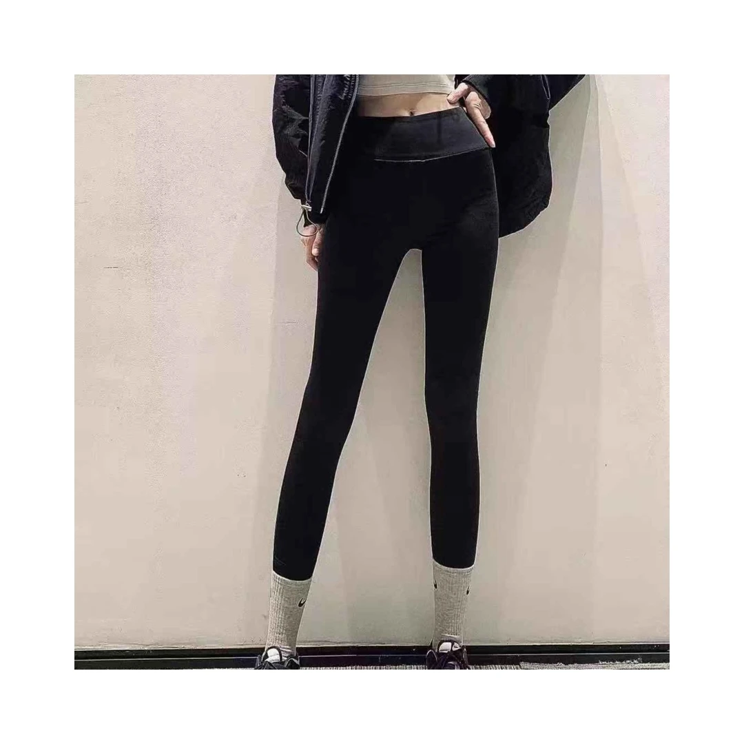 AMASS   【轻氧.超模裤】时尚黑色显瘦弹力外穿瑜伽芭比裤5100430