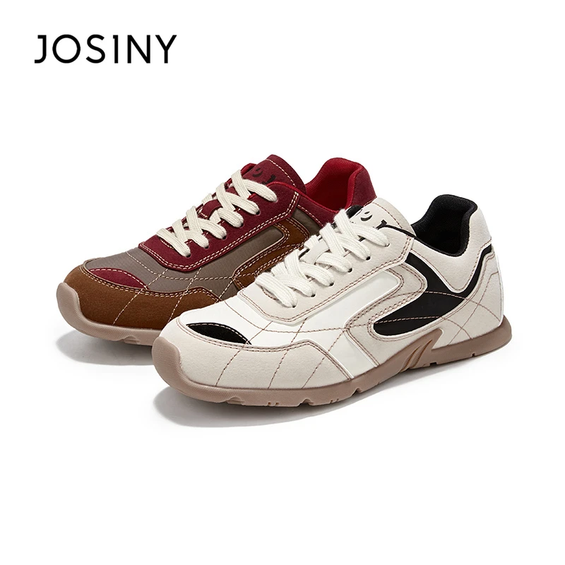 JOSINY/卓诗尼复古潮流拼接德训鞋软底系带休闲透气设计小众女鞋