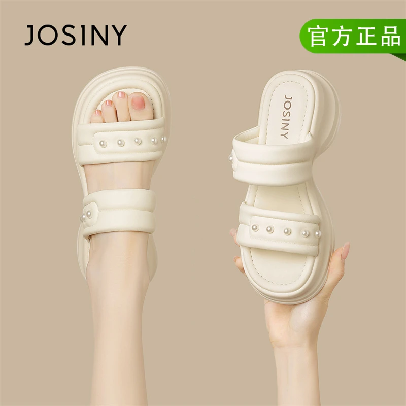 卓诗尼品牌白色厚底凉鞋女鞋外穿夏季2025新款女款松糕增高运动鞋