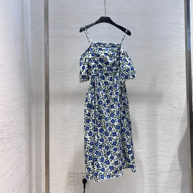【秒杀清仓】蓝色小花连衣裙-P564120633