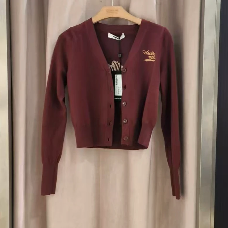 【113#早秋新品】美式复古V领针织开衫-N811235068