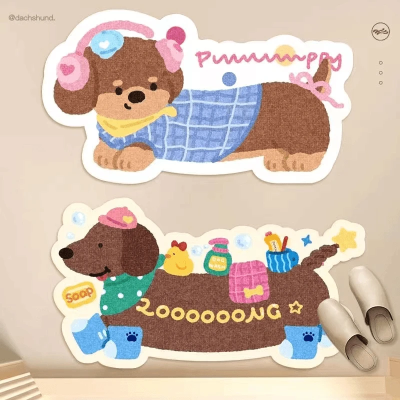 【拍一发二】腊肠狗硅藻泥地垫浴室卫生间儿童吸水可爱装异形房间