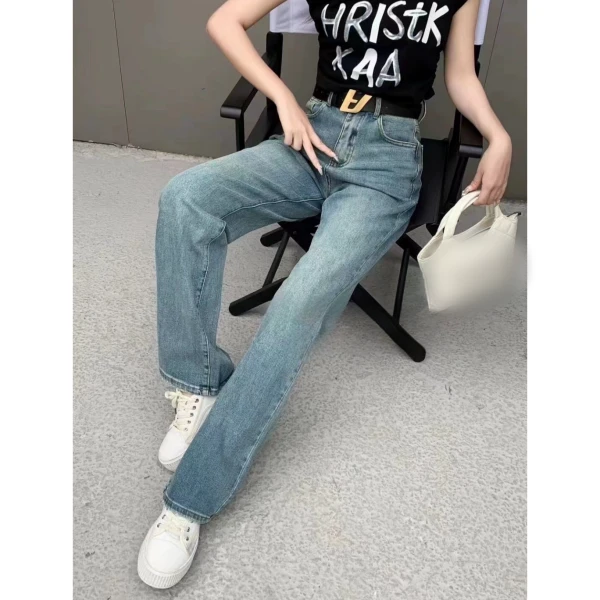 经典百搭~美式复古蓝大V水洗牛仔裤 K6616