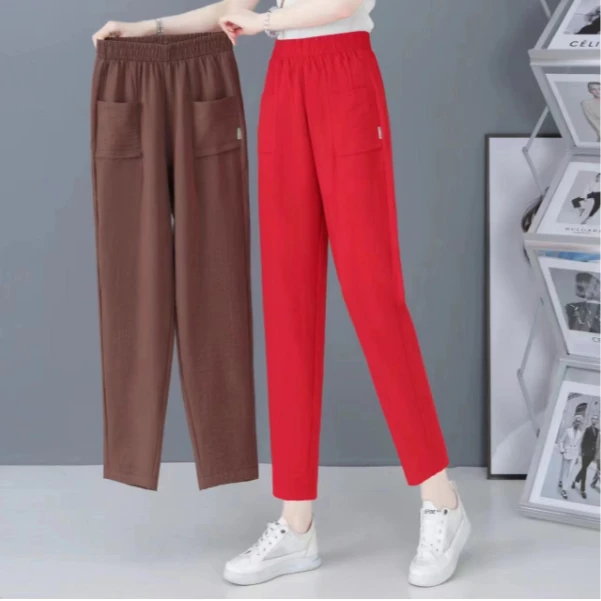 C008夏季新款宽松休闲萝卜九分裤