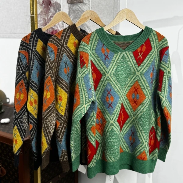 冬季上新~时尚简约樱桃设计款千绒纱毛衣 S9863