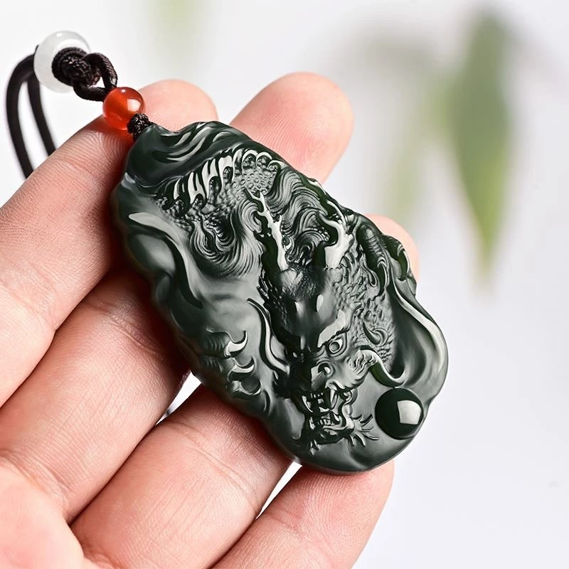 基地质检发货飞龙项链挂件男士情侣和田玉塔青龙牌大气男款吊坠