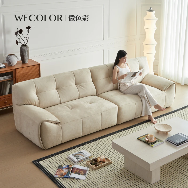 法式巴洛克磨砂布沙发奶油风现代简约客厅小户型直排布艺懒人沙发
