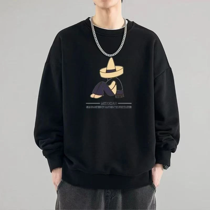 卫衣男士春秋款2024新款潮牌圆领加绒休闲长袖t恤上衣服装秋冬季