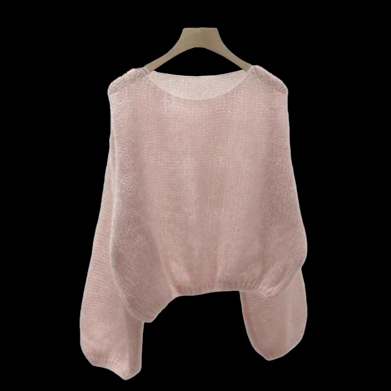 重磅推荐巨好穿！温柔粉色毛衣慵懒短款针织衫女宽松显瘦漂亮上衣