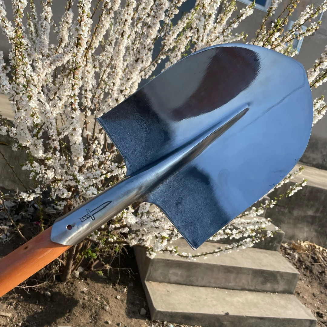 中号不锈钢白钢钢锹农用家用淬火铁锹园林工具尖锹挖土锹户外铁锹