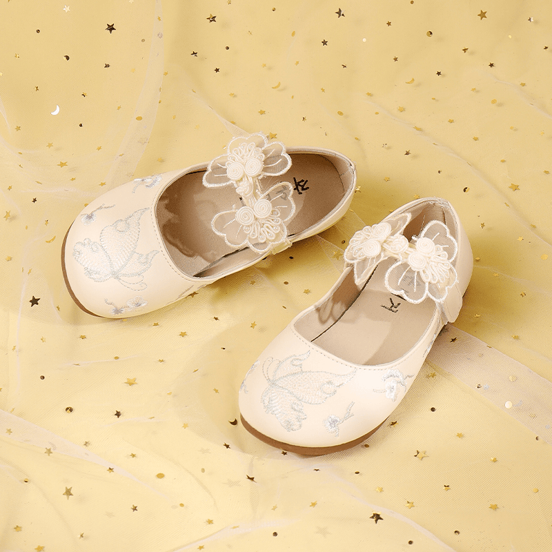 春夏女童古风小皮鞋中式剌绣民族风汉服鞋夏季软底儿童旗袍绣花鞋