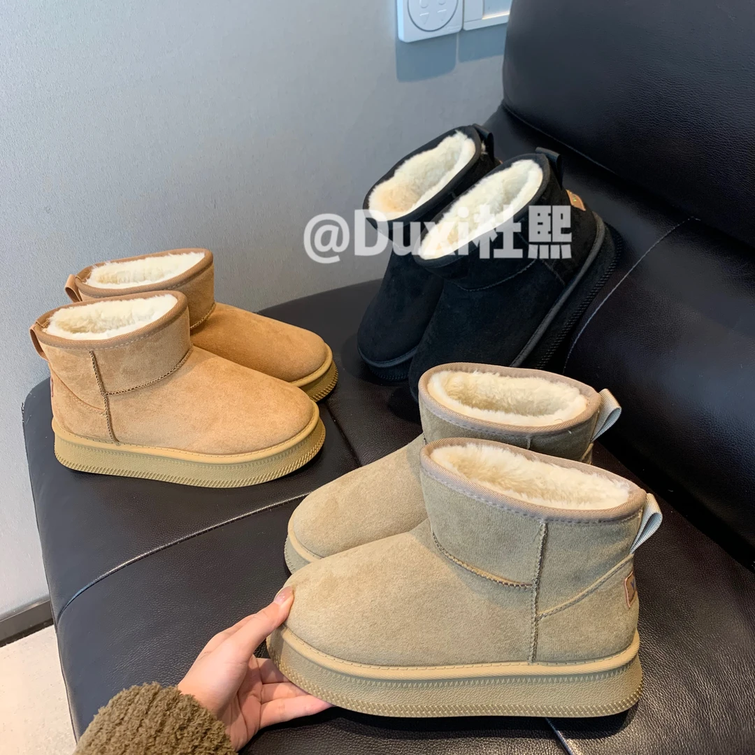 杜熙Duxi2024秋冬新款加绒加厚保暖皮毛一体低帮雪地靴