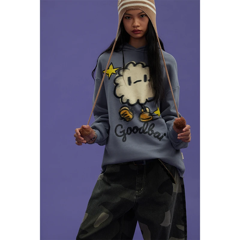 GOODBAI GOODEES印花图案oversize连帽卫衣