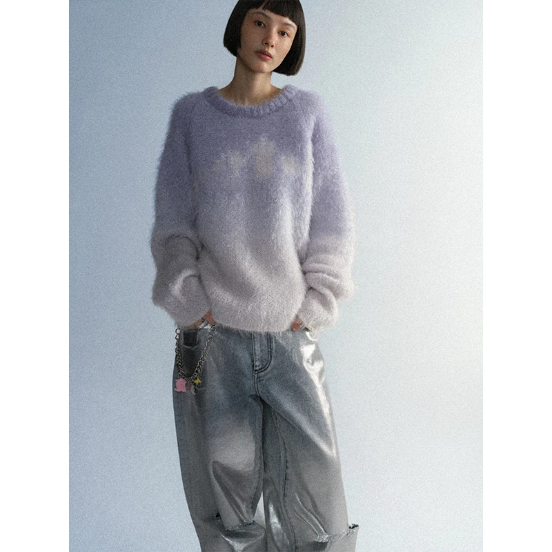 GOODBAI GOODEES提花logo长毛oversize毛衣