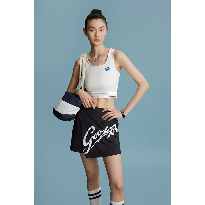 GOODBAI旗帜logo印花织带短款背心