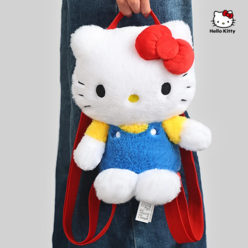 正版三丽鸥hello kitty凯蒂猫毛绒公仔双肩包可爱卡通少女心背包