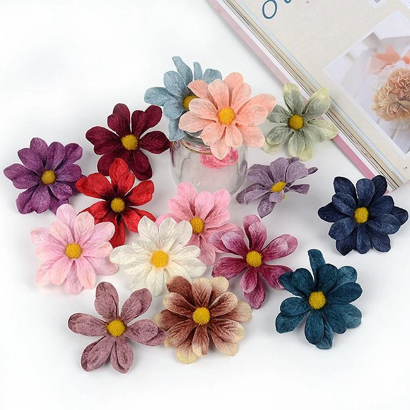 仿真复古太阳花 菊花 假花绢花diy手工花环胸花头饰材料婚庆装饰