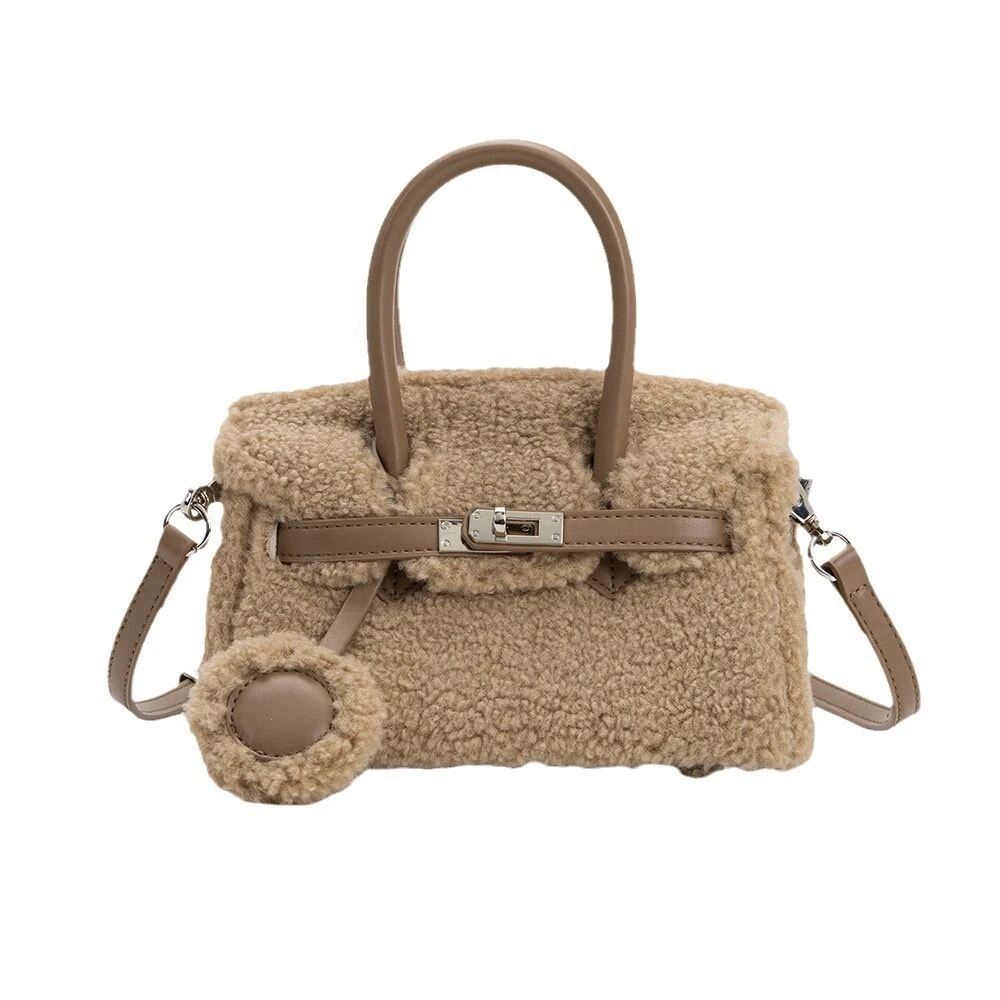 新款毛毛包女轻奢手提单肩斜挎包秋冬时尚包包铂金包精致高级感