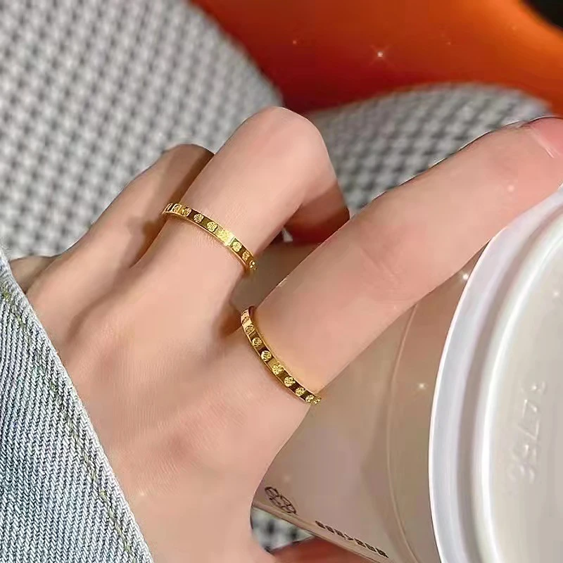 钛钢戒指 网红素圈爱心戒指女ins风简约时尚轻奢心形指环不掉色