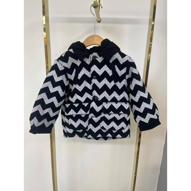 151男童新款冬装连帽毛衣中大童加绒加厚冬季时髦外套M25341黑色