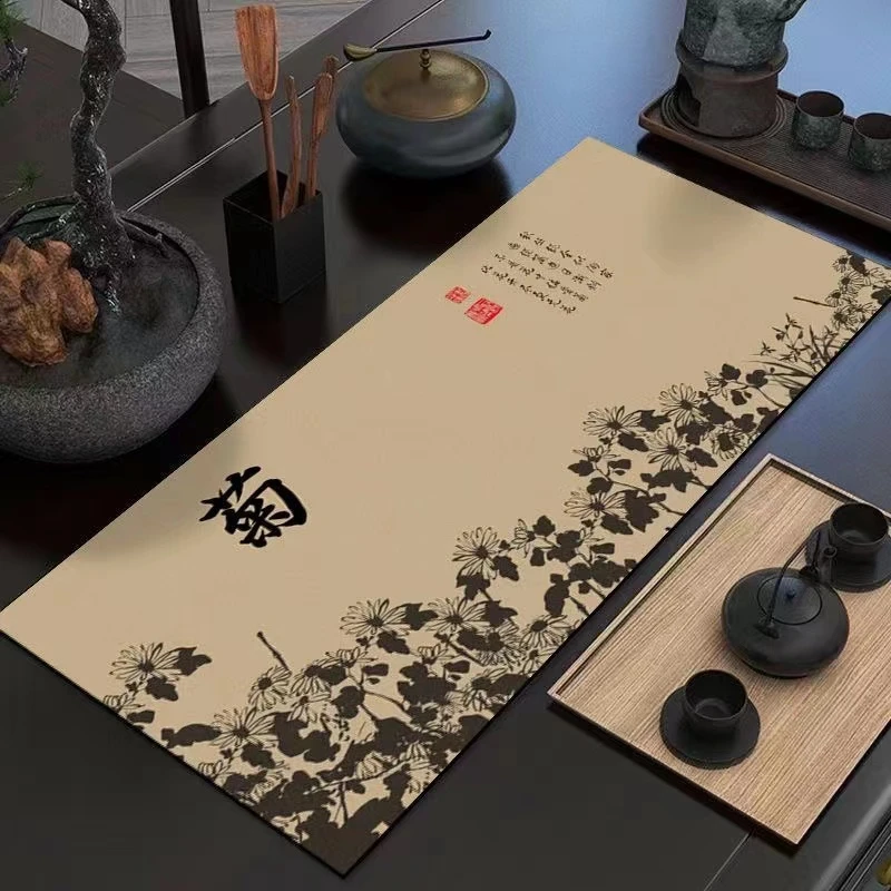 国潮高档国风中式茶旗超强吸水速干茶巾防尘耐脏家用古风茶台垫子