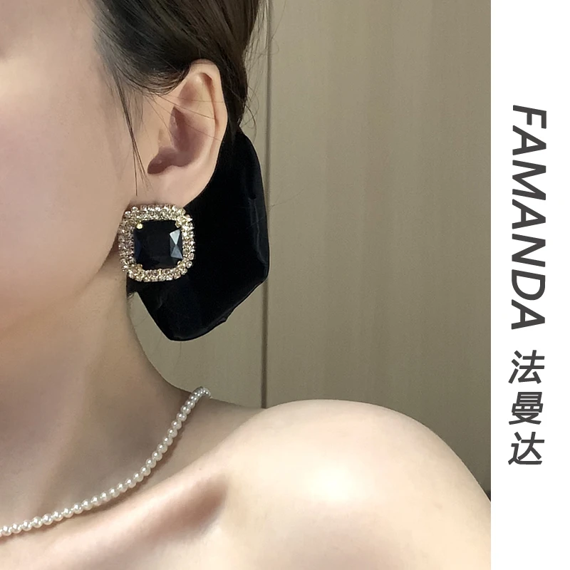 铜合金锆石耳饰 【冰雪美人】轻奢时尚法式气质欧美复古镶嵌耳环