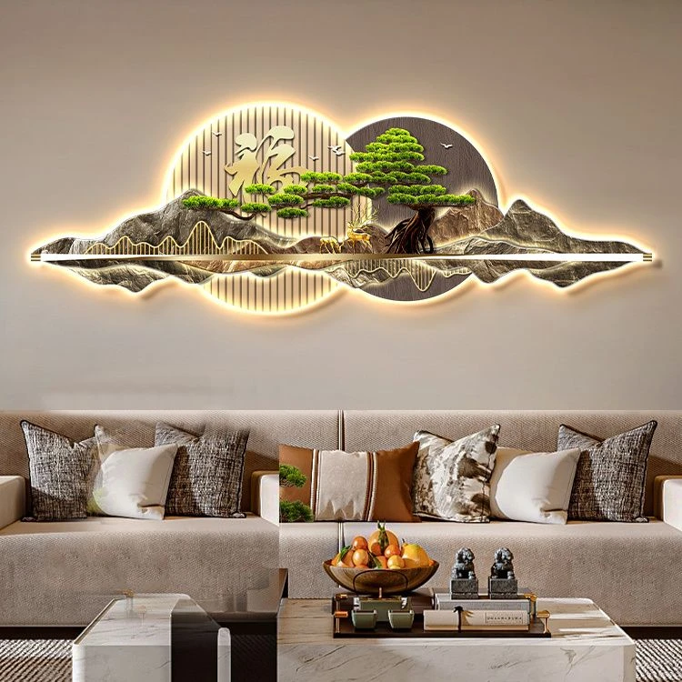 新中式轻奢高档迎客松装饰画大气美好沙发办公室画玄关油画