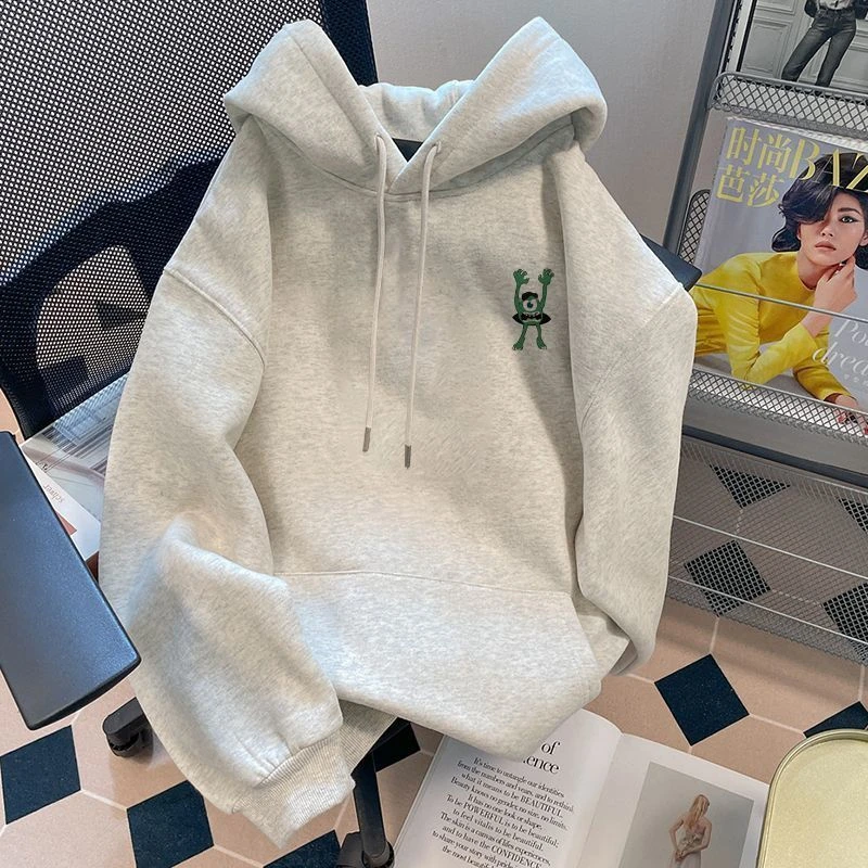 hiphop高街设计感连帽纯棉卫衣秋冬宽松百搭oversize情侣装上衣潮