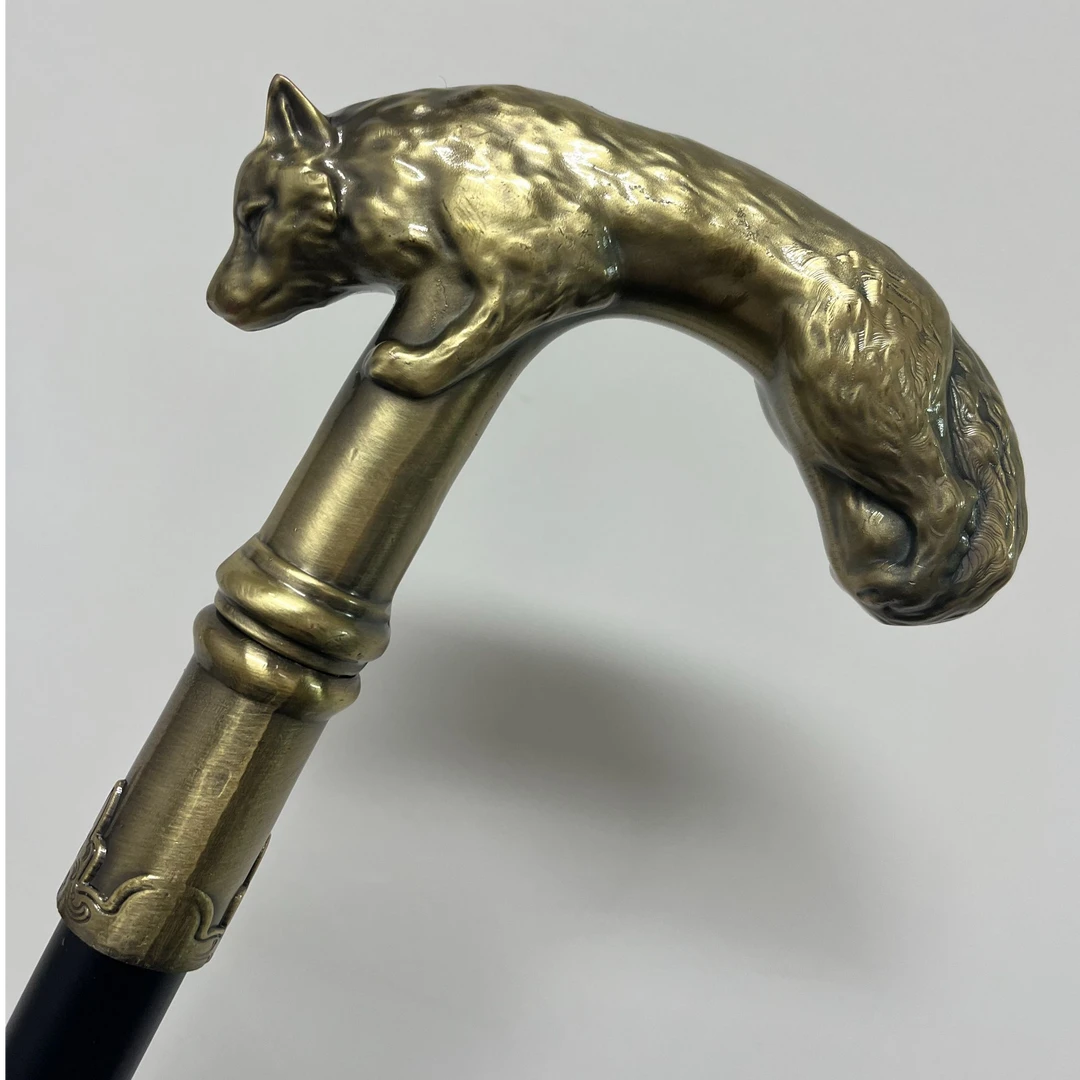 狐狸手杖古铜拐杖登山杖户外手杖老人高档防滑手杖