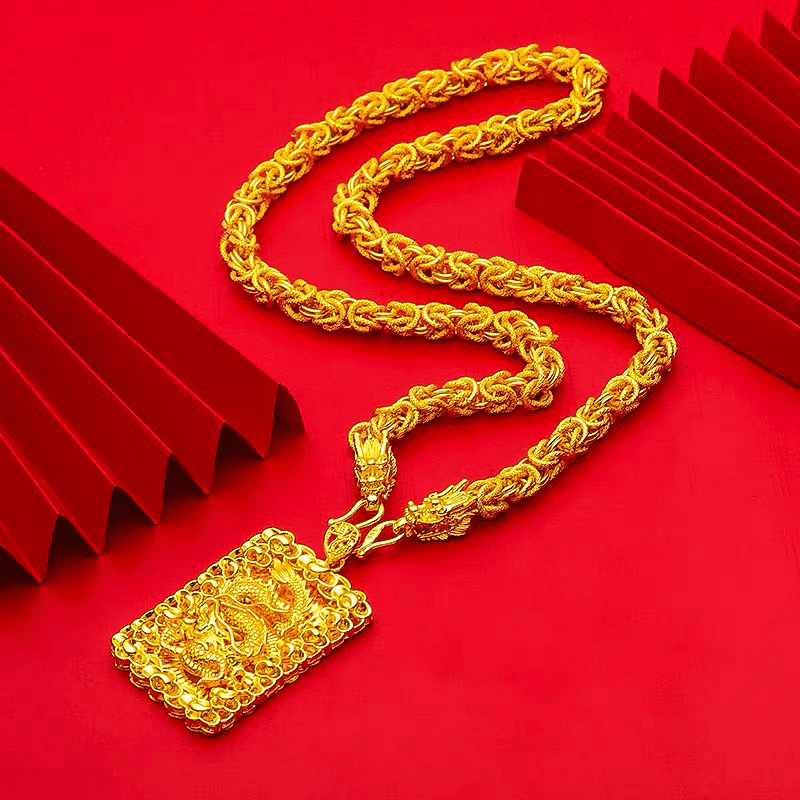 合金项链 飞龙牌龙头项链 金色霸气项坠 时尚大气坠饰合金LW023