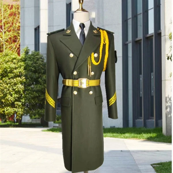 军绿军仪仗队服装国旗班升旗手黑色大衣绿色旗手长款学校学生队服