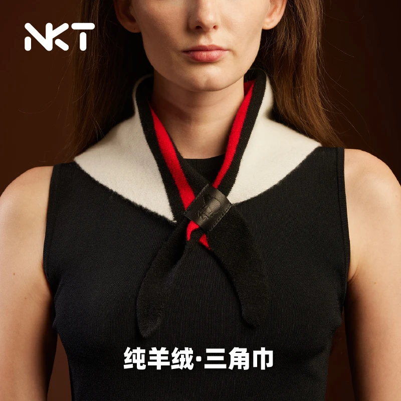 NKT INNOVATION纯羊绒三角巾100%山羊绒小披肩秋冬保暖围巾