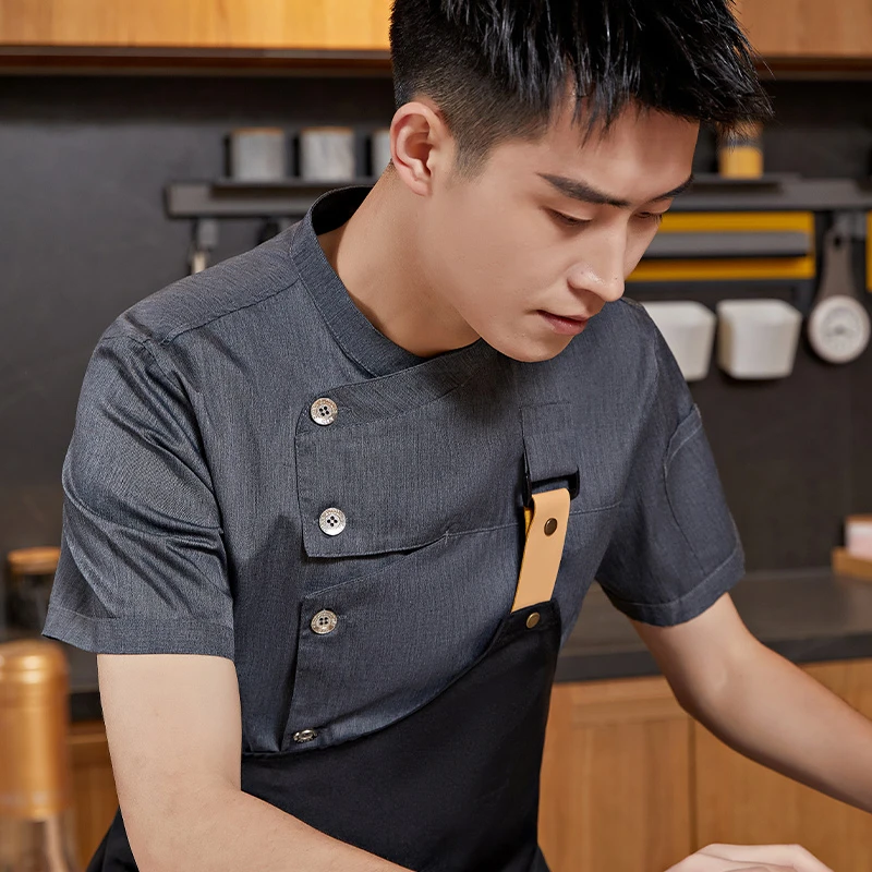 明星同款厨师工作服男夏季短袖酒店餐饮西餐厅甜品裱花师厨房工衣