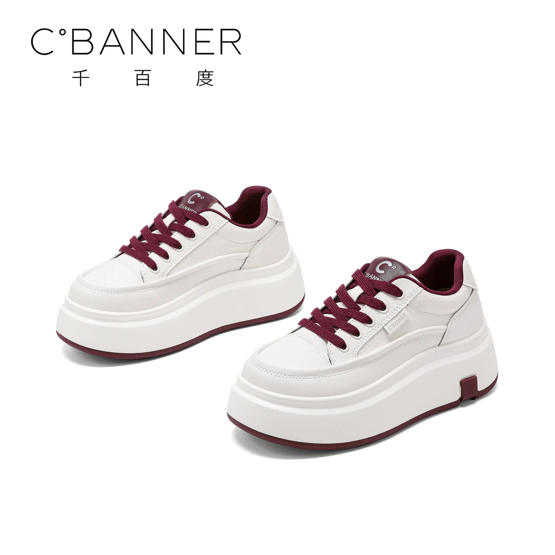 C.BANNER/千百度厚底休闲鞋2025新款欧若智性风百搭松糕运动板鞋