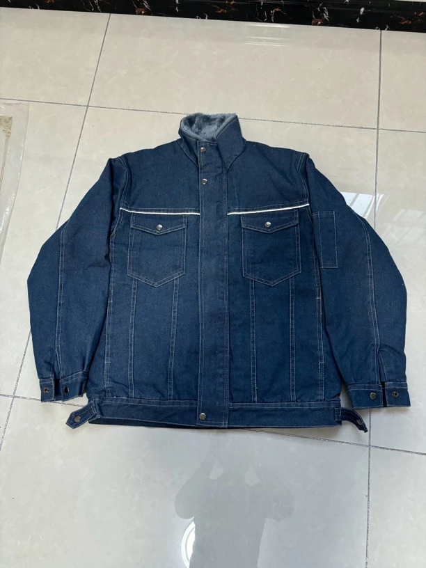 冬季加绒加厚牛仔棉服棉裤电焊工耐磨防烫劳保服工作服